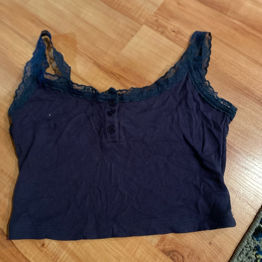 Navy blue lace tank top #Y2K #lace #summer